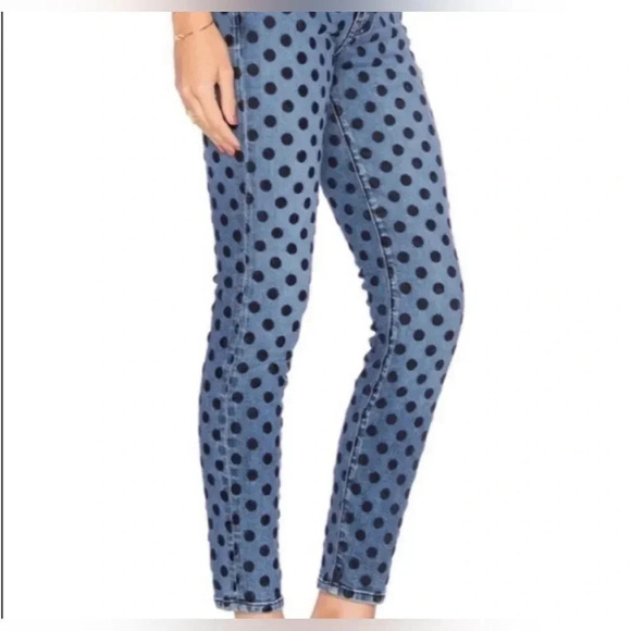 Current/Elliott Stiletto  Flocked Dot Skinny Ankle Blue Jeans Size 28 - Picture 3 of 12